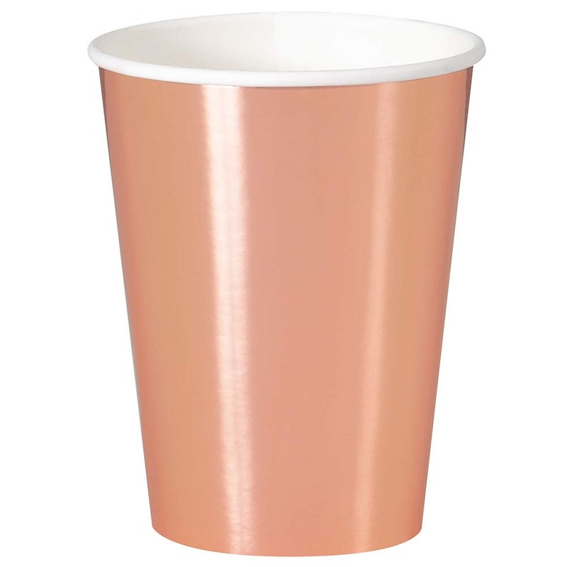 Unique Party Unique Rose Gold Foil Paper Cups, 12 oz, 8 Count - Image 1